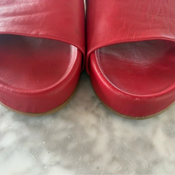 beek Red Leather Slide Sandals - Picture 6 of 6